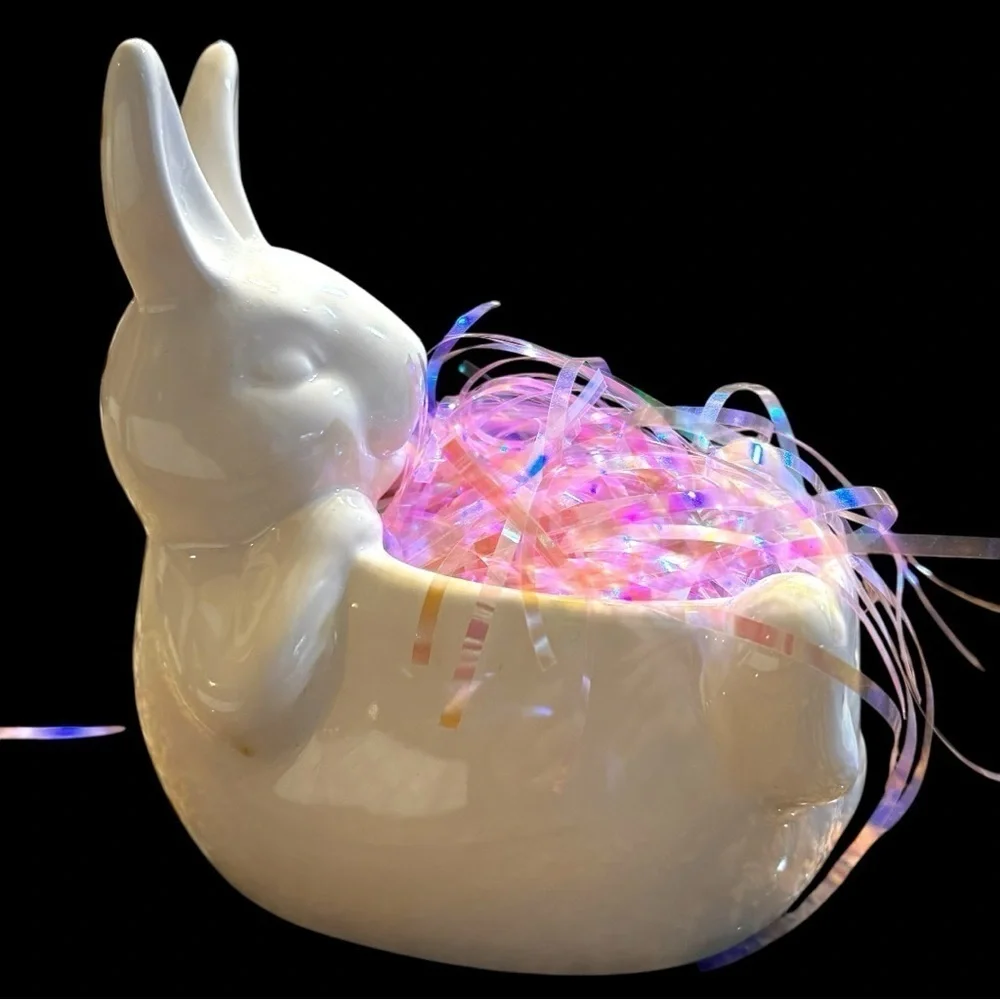 White Ceramic Bunny Decorative Bowl candy dish